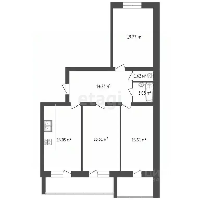 3-к кв. Марий Эл, Йошкар-Ола ул. Зарубина, 12 (103.2 м) - Фото 2