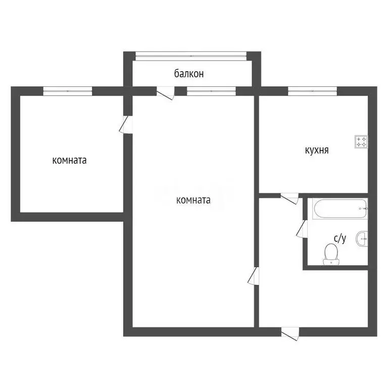 2-комнатная квартира: Курган, улица Ленина, 41 (43.1 м) - Фото 1
