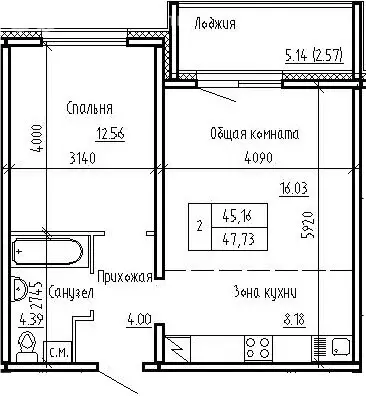 2-комнатная квартира: посёлок Элитный, Венская улица, 12 (45.16 м) - Фото 0