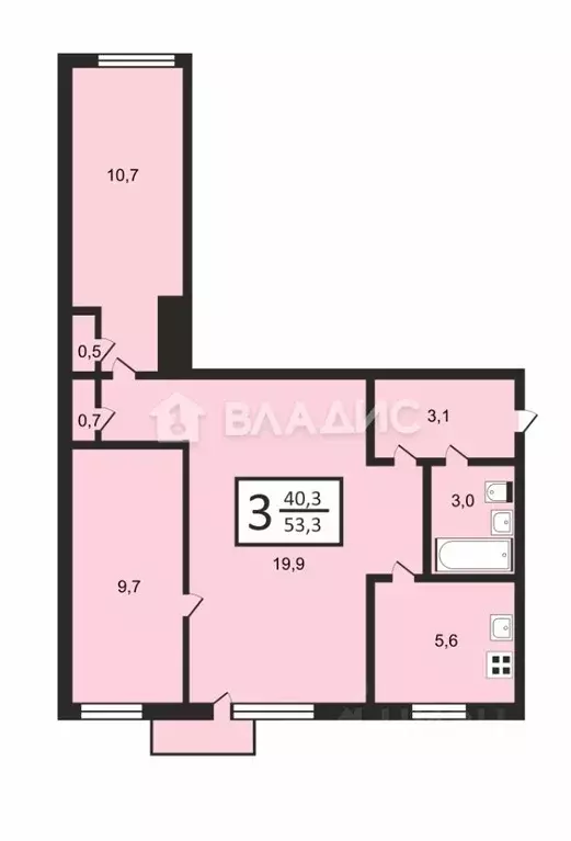 3-к кв. Владимирская область, Владимир ул. Мира, 40 (53.3 м) - Фото 1