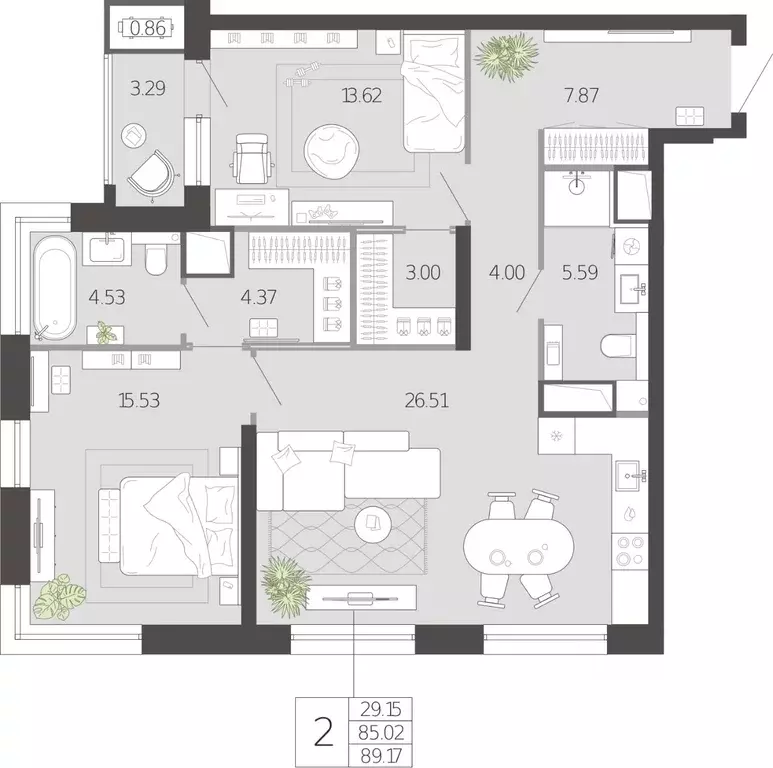2-к кв. Тульская область, Тула ул. Фридриха Энгельса, 74 (89.17 м) - Фото 2