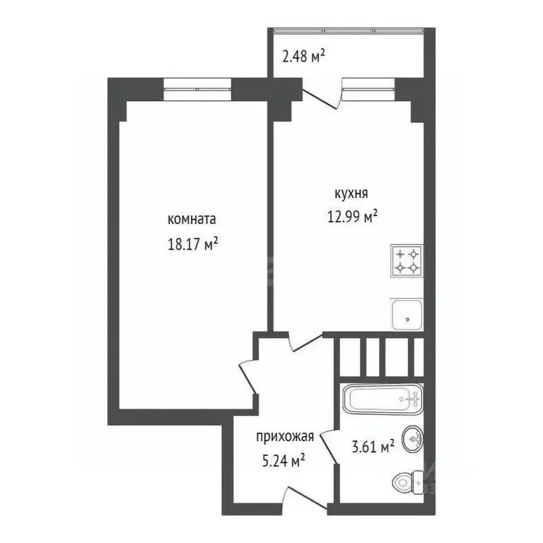 1-к кв. Красноярский край, Красноярск Судостроительная ул., 27Д (41.4 ... - Фото 2