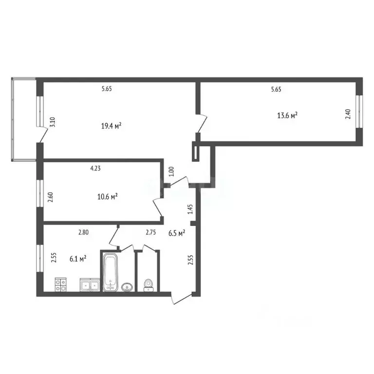 3-к кв. Вологодская область, Вологда Новгородская ул., 1А (56.2 м) - Фото 2