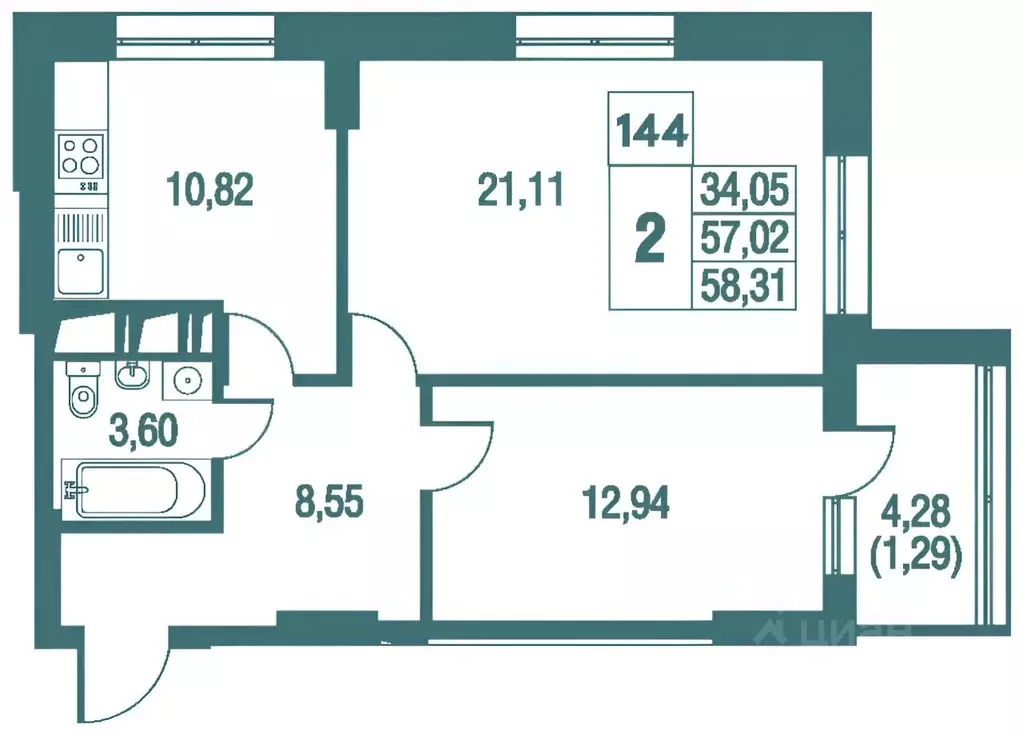2-к кв. Московская область, Одинцово Северная ул., 11 (60.0 м) - Фото 2