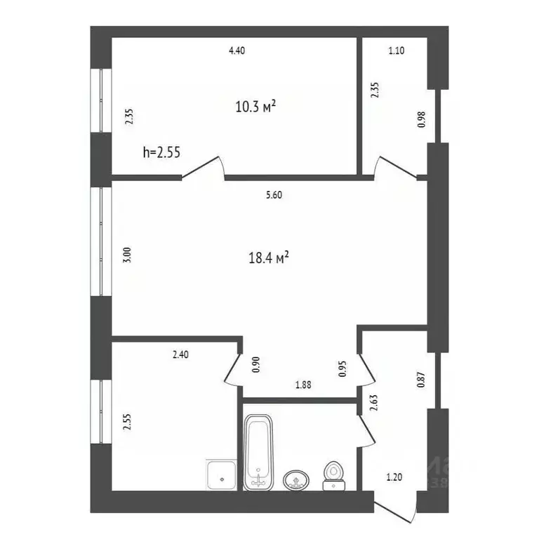2-к кв. Красноярский край, Красноярск ул. Мичурина, 6 (43.9 м) - Фото 2
