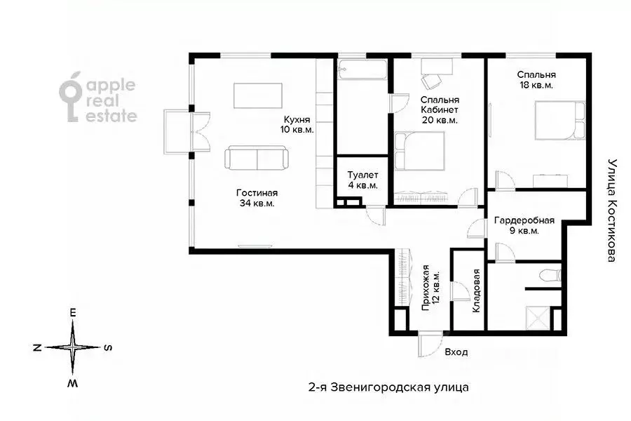 3-к кв. Москва ул. Костикова, 4к4 (120.0 м) - Фото 2