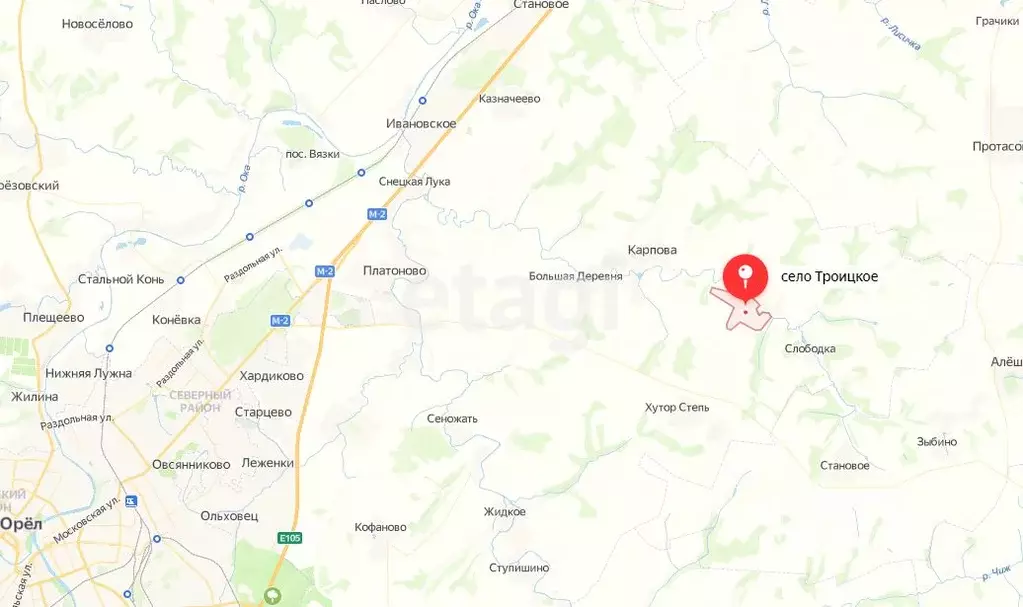 2-к кв. Орловская область, Орловский район, с. Троицкое ул. ... - Фото 1