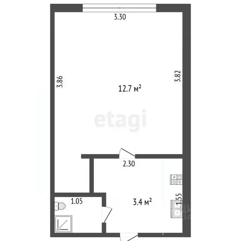 Студия Башкортостан, Стерлитамак ул. Дружбы, 36А (17.5 м) - Фото 0