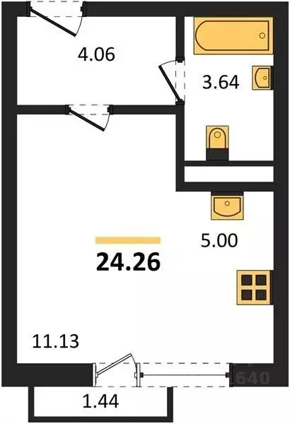 Студия Челябинская область, Челябинск Нефтебазовая ул., 24 (25.0 м) - Фото 2