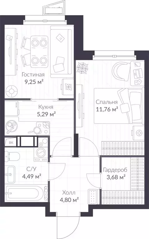 1-комнатная квартира: Сертолово, ЖК Верен Норт Сертолово (39.27 м) - Фото 0