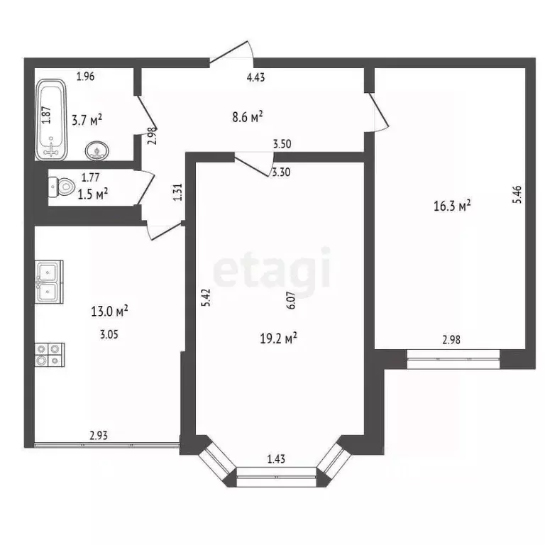 2-к кв. Краснодарский край, Анапа ул. Крылова, 13к3 (61.4 м) - Фото 1