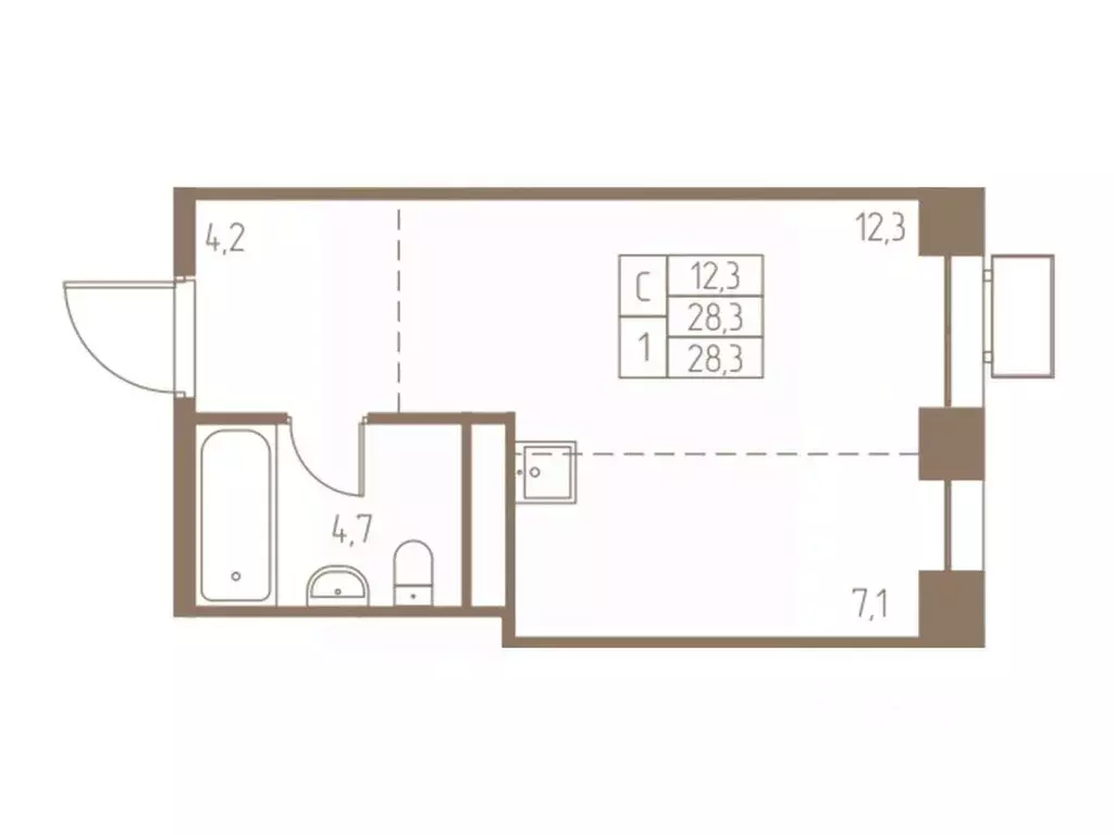 Студия Московская область, Пушкино Фабрикант жилой комплекс, 1 (28.3 ... - Фото 1