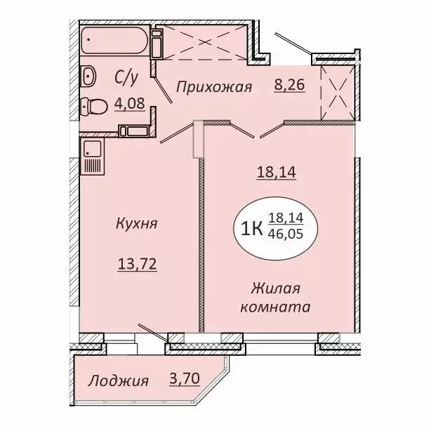 1-комнатная квартира: новосибирск, коммунстроевская улица, 146 (46.05 . - Фото 0