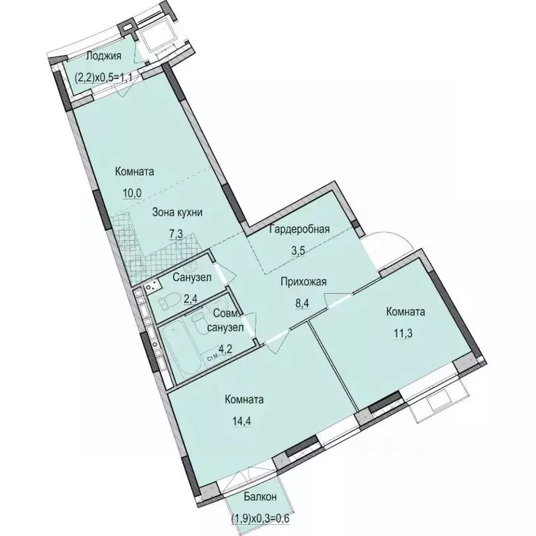 3-к кв. Татарстан, Казань Ферма-2 жилмассив,  (63.2 м) - Фото 1