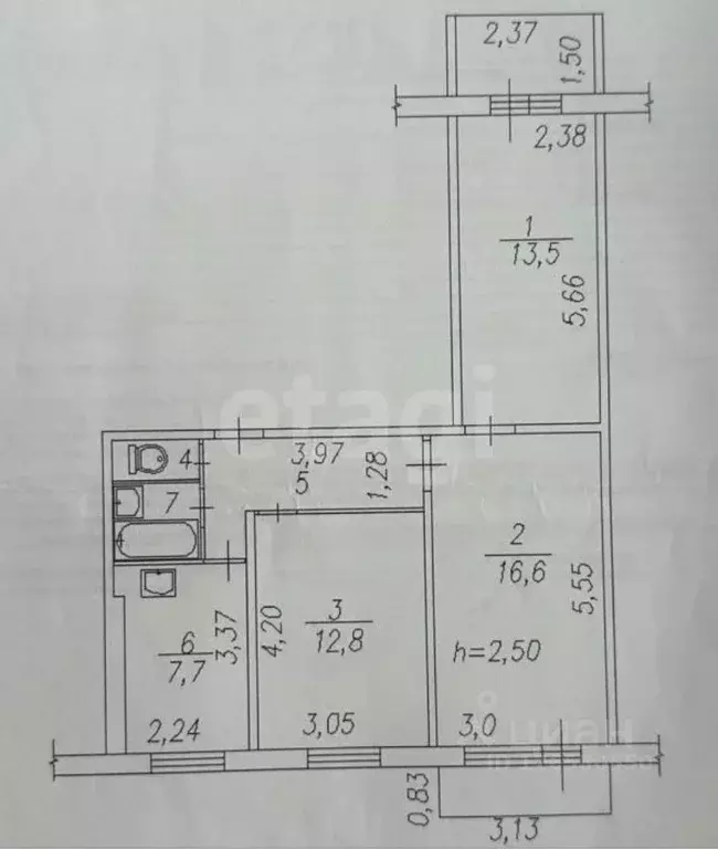 3-к кв. Кемеровская область, Новокузнецк ул. Новоселов, 57 (59.5 м) - Фото 1