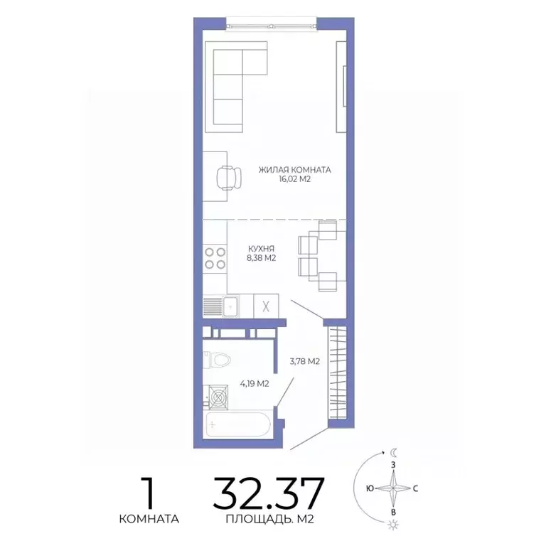1-к кв. Пензенская область, Пенза Лугометрия жилой комплекс (32.37 м) - Фото 1