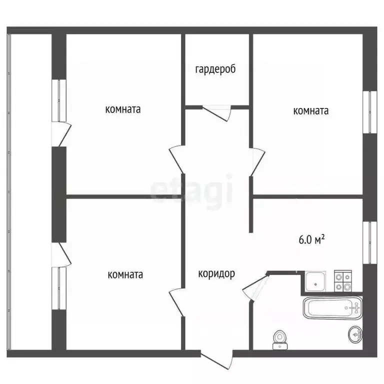 3-к кв. Краснодарский край, Геленджик ул. Островского, 122а (62.0 м) - Фото 2