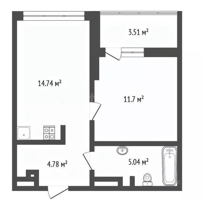 1-к кв. Тюменская область, Тюмень ул. 50 лет Октября, 57Бк2 (37.0 м) - Фото 2