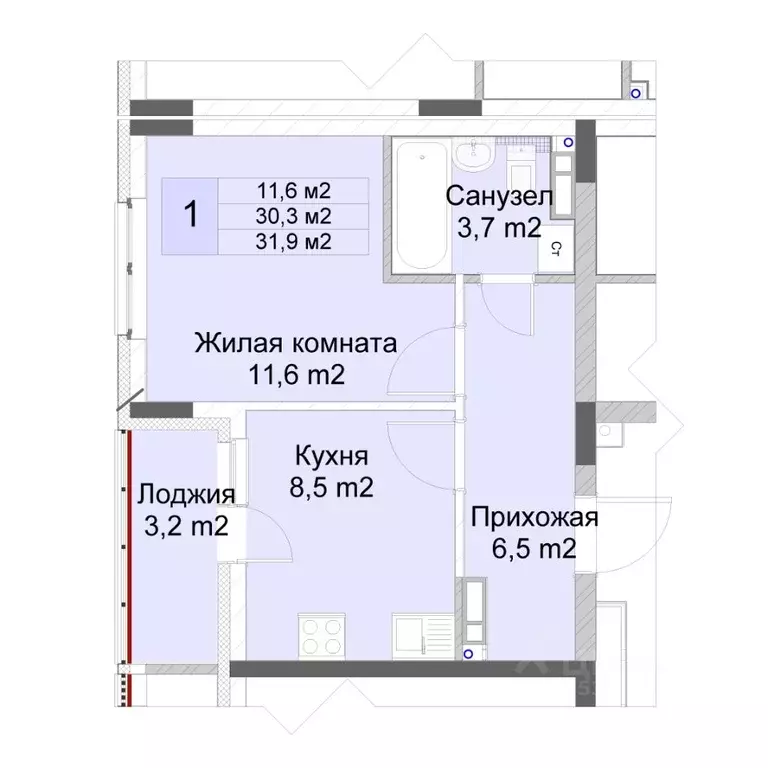 1-к кв. Нижегородская область, Нижний Новгород Кузнечиха Город жилой ... - Фото 1