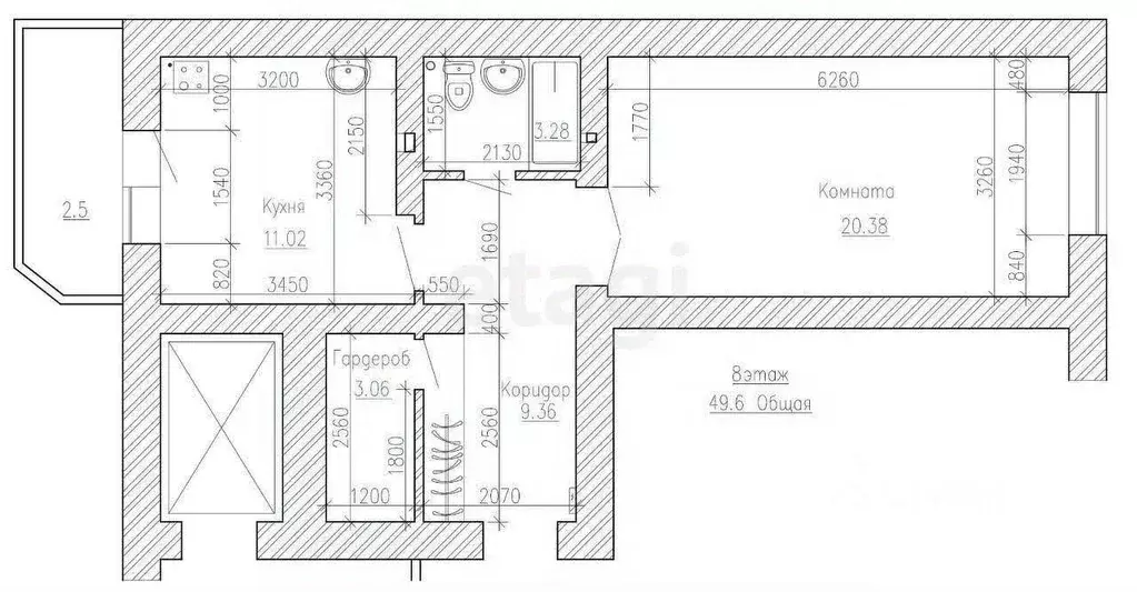 1-к кв. Татарстан, Казань Молодежная ул., 3А (49.6 м) - Фото 1