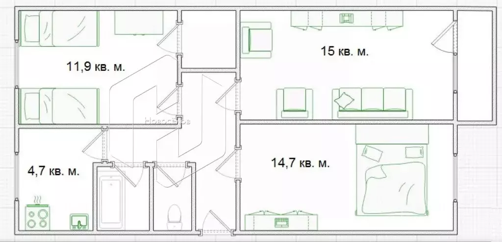 3-к кв. Мордовия, Саранск Пролетарская ул., 87 (57.4 м) - Фото 1