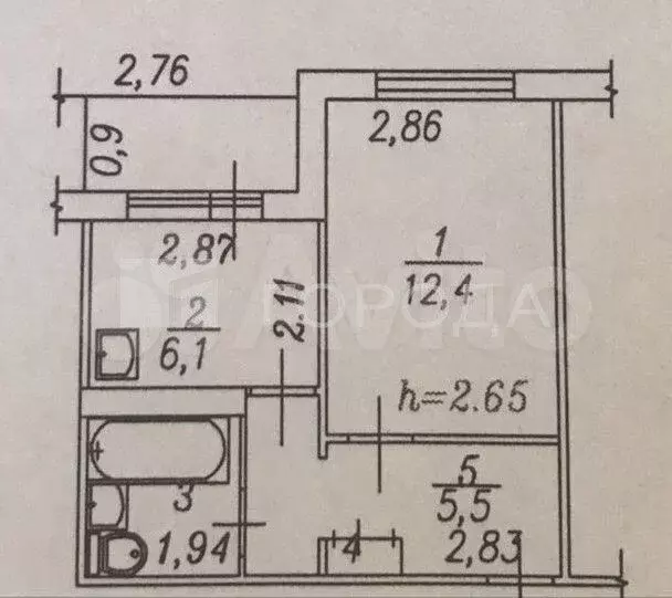 1-к. квартира, 28,1 м, 6/9 эт. - Фото 0