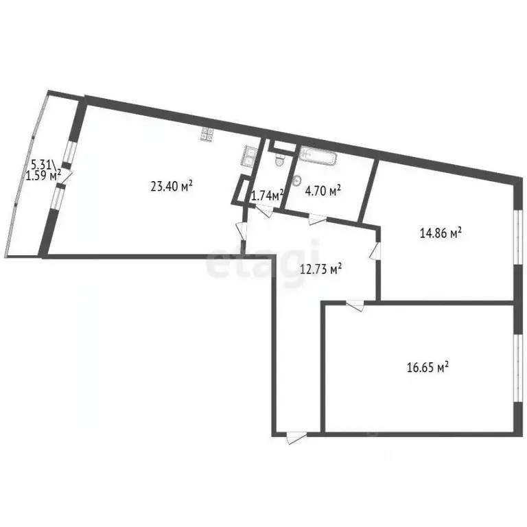 2-к кв. Санкт-Петербург бул. Балтийский, 4 (74.0 м) - Фото 1