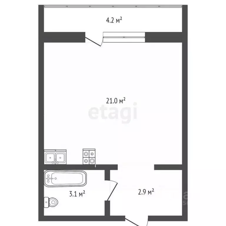 Студия Самарская область, Самара Ново-Садовая ул., 273 (13.0 м) - Фото 1