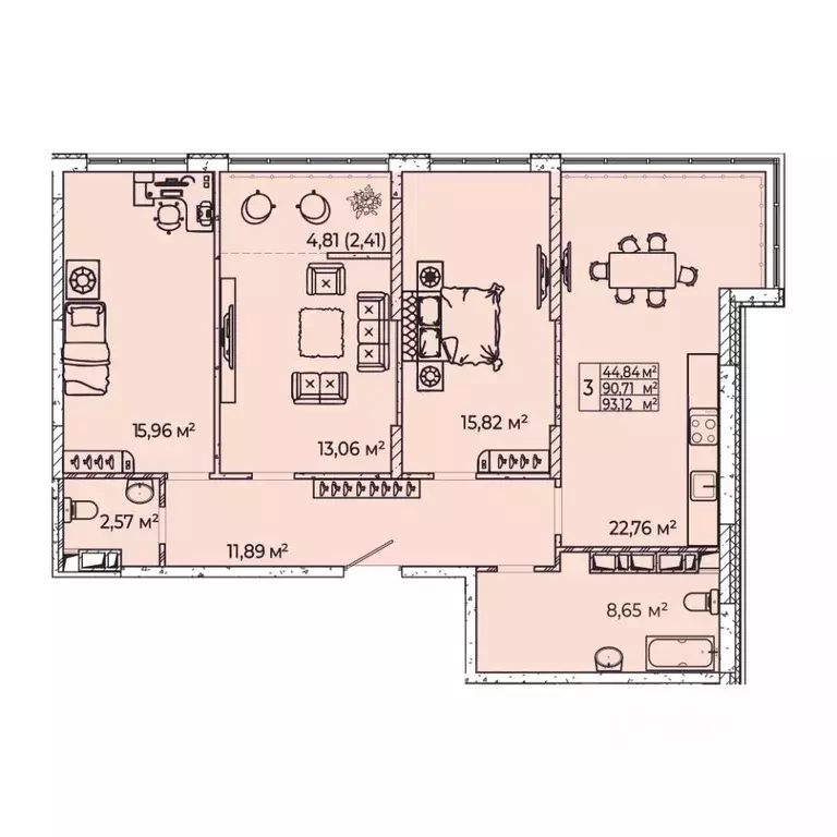 3-к кв. Ростовская область, Ростов-на-Дону Школьная ул., 17а (93.12 м) - Фото 0