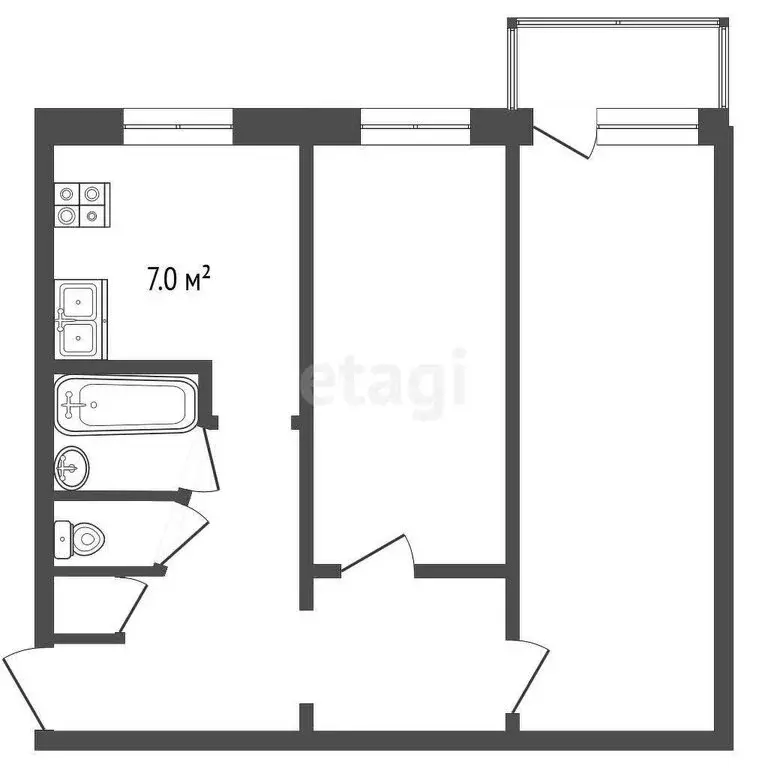 2-комнатная квартира: Клин, Клинская улица, 6/7 (46.7 м) - Фото 0