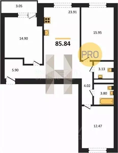 2-к кв. Калининградская область, Калининград Коммунистическая ул., 26 ... - Фото 2