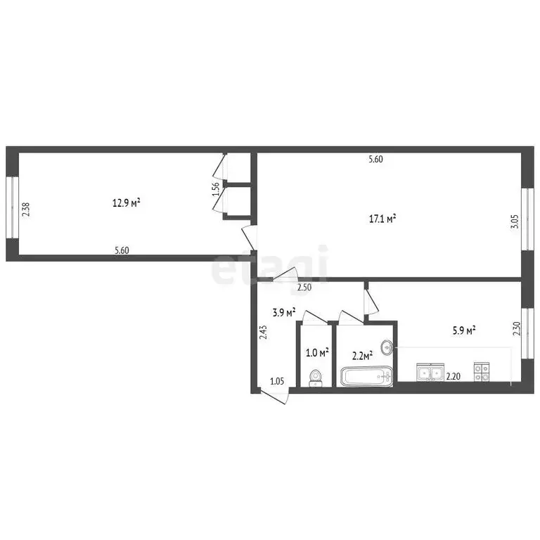 2-комнатная квартира: Миасс, улица Победы, 35 (44 м) - Фото 1