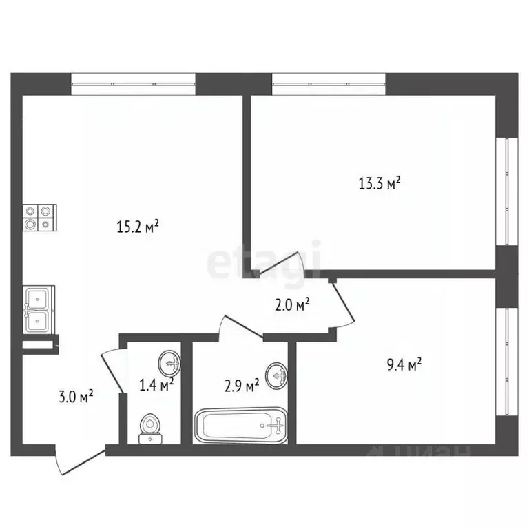2-к кв. Московская область, Люберцы ул. Летчика Ларюшина, 6 (47.2 м) - Фото 2