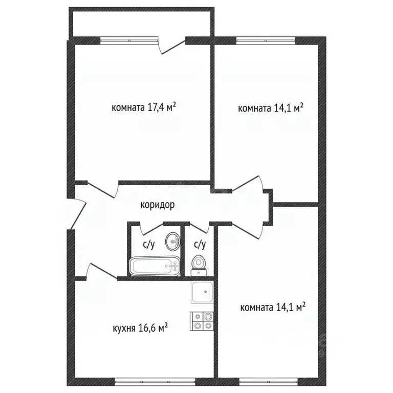 3-к кв. Смоленская область, Починок Полевая ул., 25 (75.0 м) - Фото 2