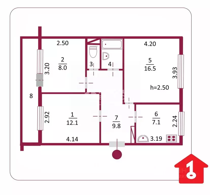 3-к кв. Омская область, Омск Солнечный мкр, ул. Комкова, 6/1 (57.2 м) - Фото 1