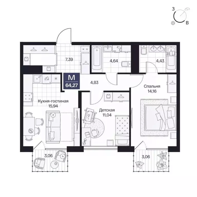 2-к кв. Волгоградская область, Волгоград просп. Имени В.И. Ленина, 59Г ... - Фото 1