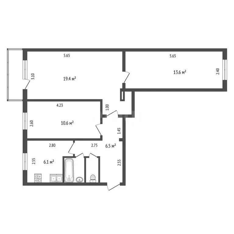 3-комнатная квартира: Вологда, Новгородская улица, 1А (56.2 м) - Фото 1