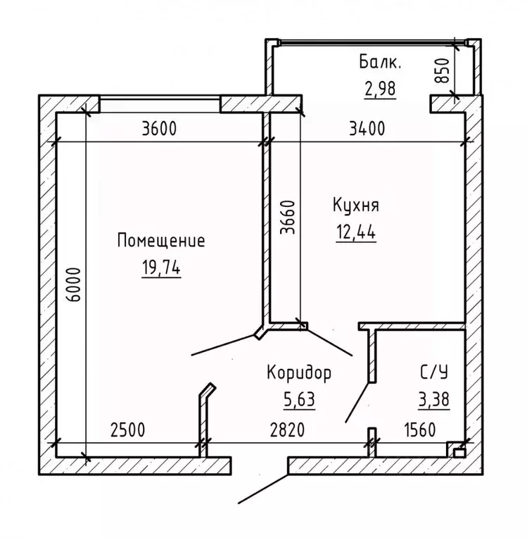 1-к кв. Кабардино-Балкария, Нальчик ул. Шогенова, 77 (45.0 м) - Фото 2