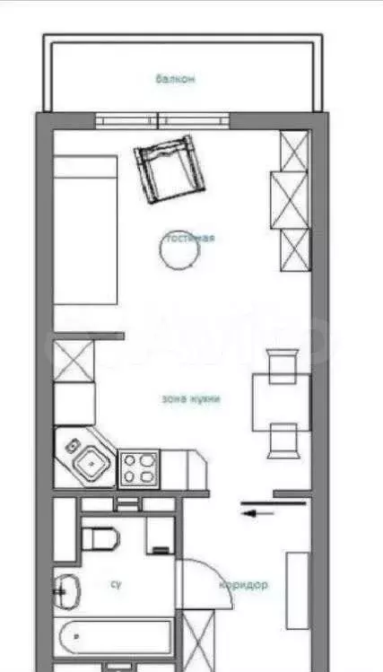 Квартира-студия, 30 м, 5/19 эт. - Фото 0