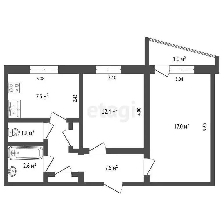2-комнатная квартира: Луховицы, улица Островского, 12 (51.8 м) - Фото 0