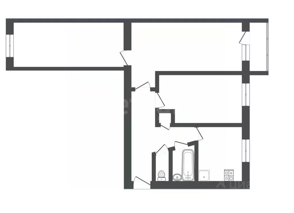 3-к кв. Кемеровская область, Прокопьевск Институтская ул., 84 (57.2 м) - Фото 2