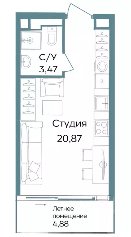 Студия Крым, Саки ул. Морская (29.22 м) - Фото 0