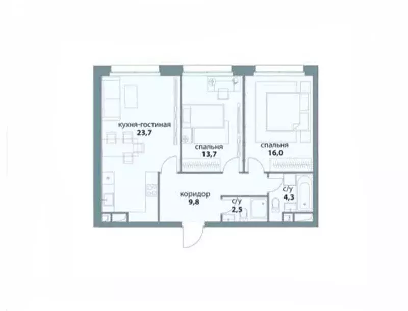3-комнатная квартира: Москва, улица Василия Ланового, 3 (66.9 м) - Фото 1