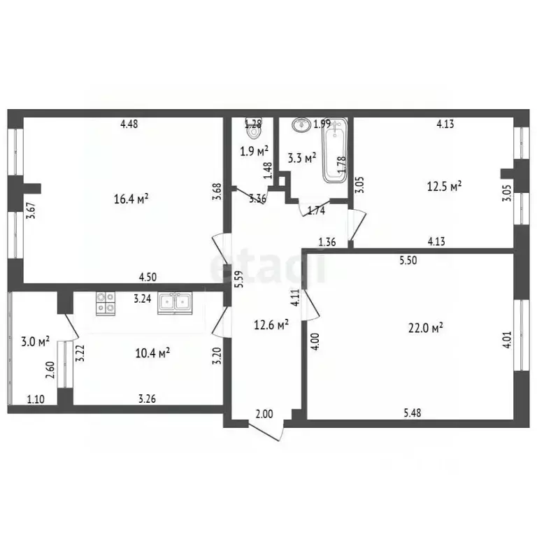 3-к кв. Башкортостан, Стерлитамак ул. Строителей, 18 (78.5 м) - Фото 1