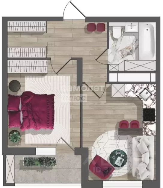 1-к кв. Липецкая область, Липецк ул. Тельмана, 120 (41.7 м) - Фото 1