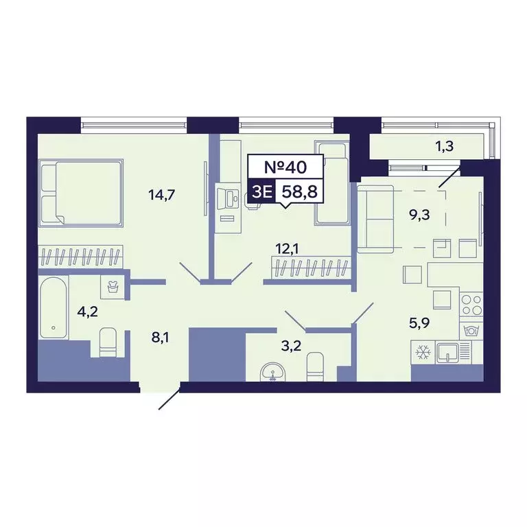 3-комнатная квартира: Якутск, Новопортовская улица, 1А/1 (58.8 м) - Фото 1