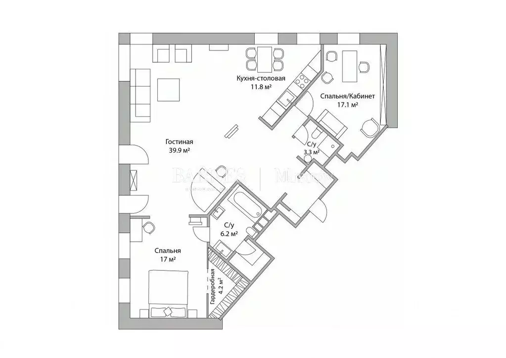 3-к кв. Москва 4-я Тверская-Ямская ул., 22 (122.5 м) - Фото 2