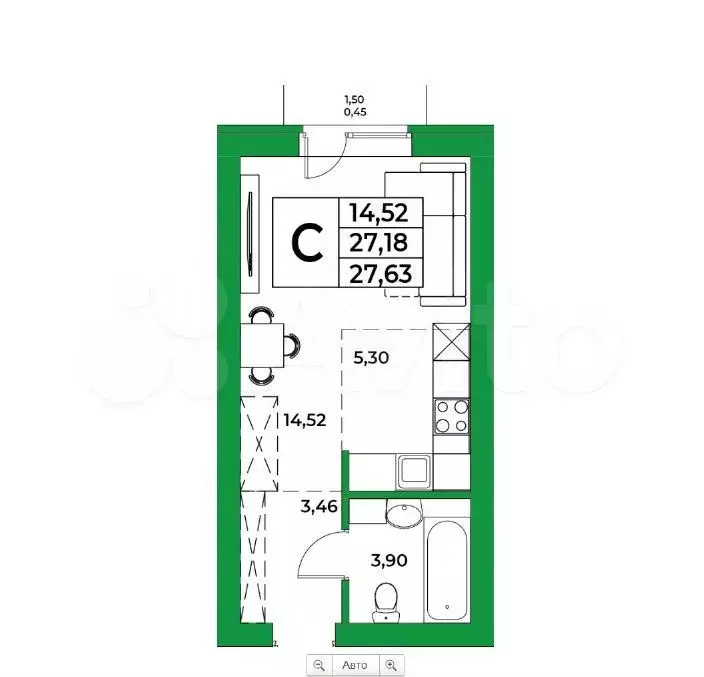 Квартира-студия, 27,6 м, 7/9 эт. - Фото 0