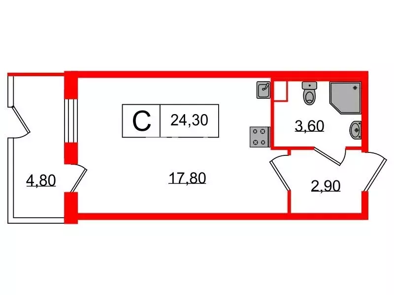 Квартира-студия: Санкт-Петербург, улица Струве, 14к2 (24.3 м) - Фото 0