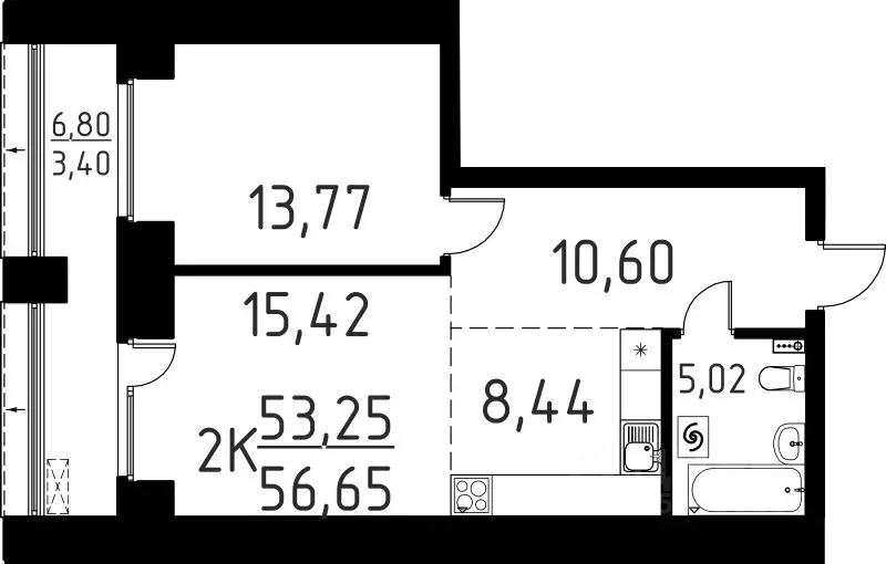 2-к кв. Томская область, Томский район, д. Кисловка, Левобережный мкр ... - Фото 0